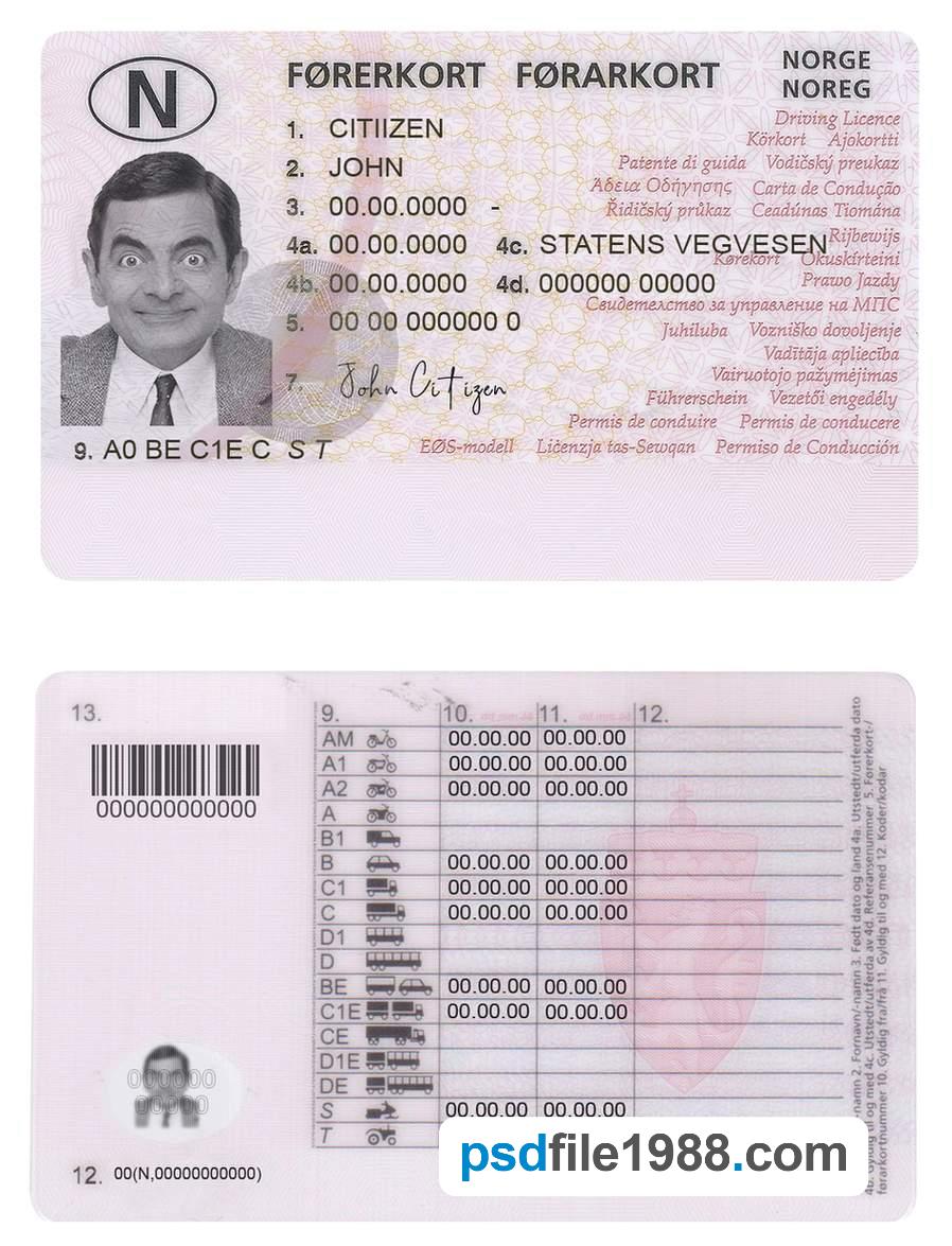 Norway Driving License 2013-Present